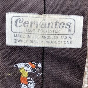 Vintage Cervantes‎ Mickey Mouse Golf Tie Brown Walt Disney Productions 70s Mens